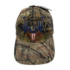NWT Mossy Oak Mend Camo Trucker Hat Embroidered Patriotic Deer Antler Outdoors